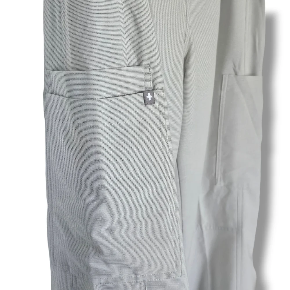 Figs Technical Collection Axim Cargo Uniform Scrub Pant Men Size XL Cream Stripe